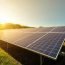 solar panel on sky sunset background.